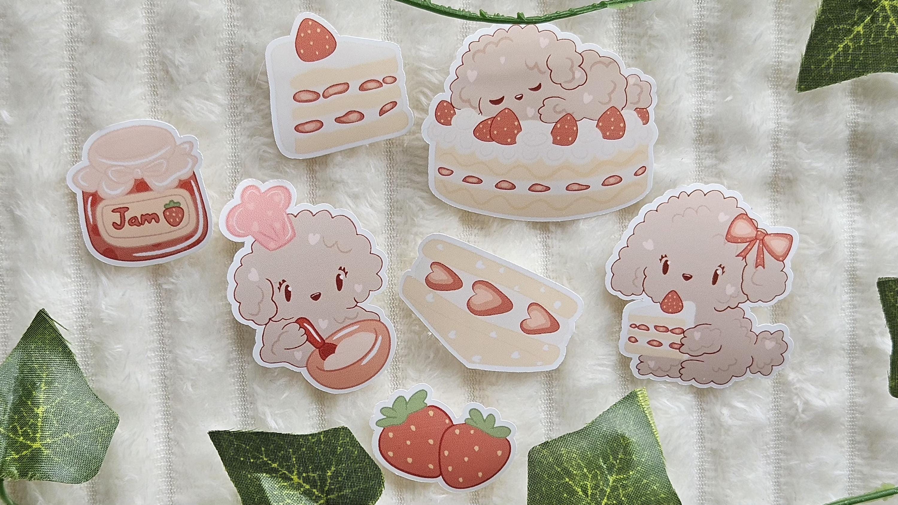 Lot d'autocollants | Lily's Cake | Ensemble de stickers | Printemps Strawberry | Tablette Scrapbooking Journaling Ordinateur