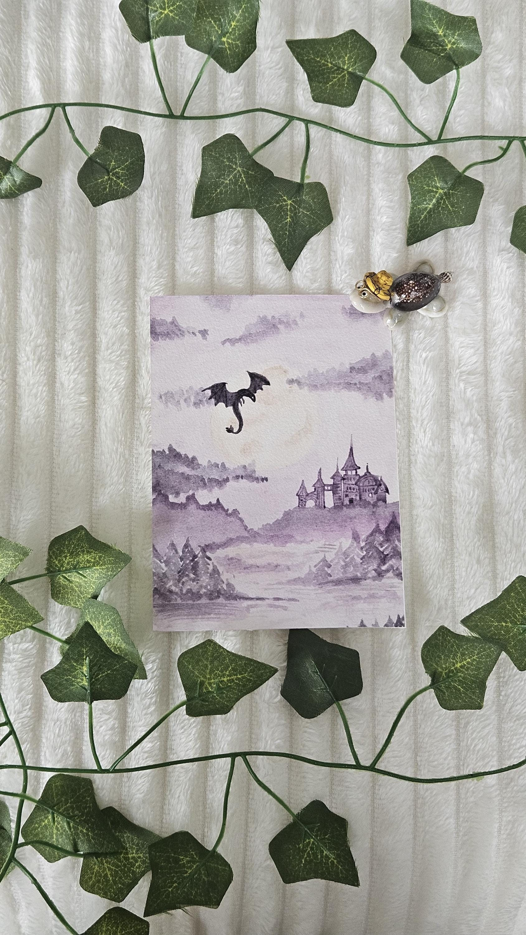 Affiche Dragon Fantasy Impression d'aquarelle Carte postale Multiples formats