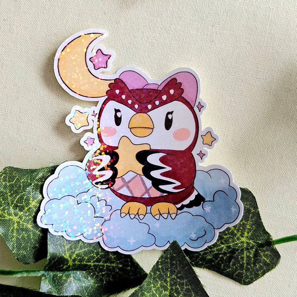 Sticker Céleste en vinyle holographique pailleté Animal Crossing pour décoration
