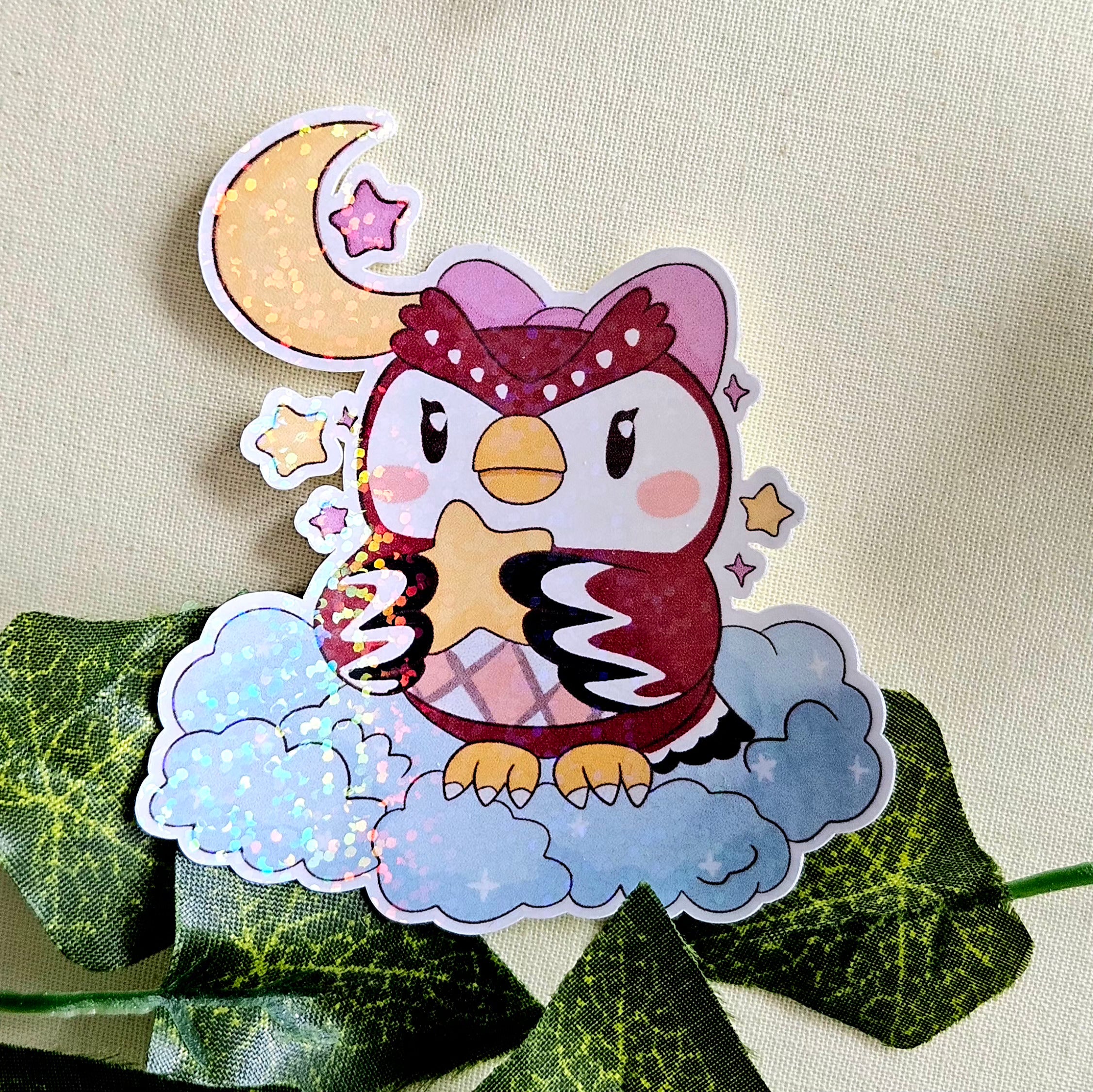 Sticker Céleste en vinyle holographique pailleté Animal Crossing pour décoration