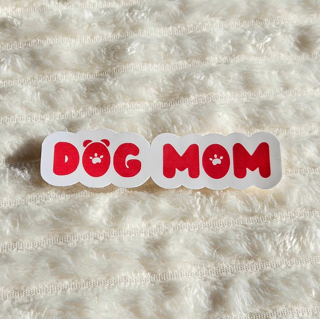 Stickers Dog mom en vinyle brillant ou holographique pailleté