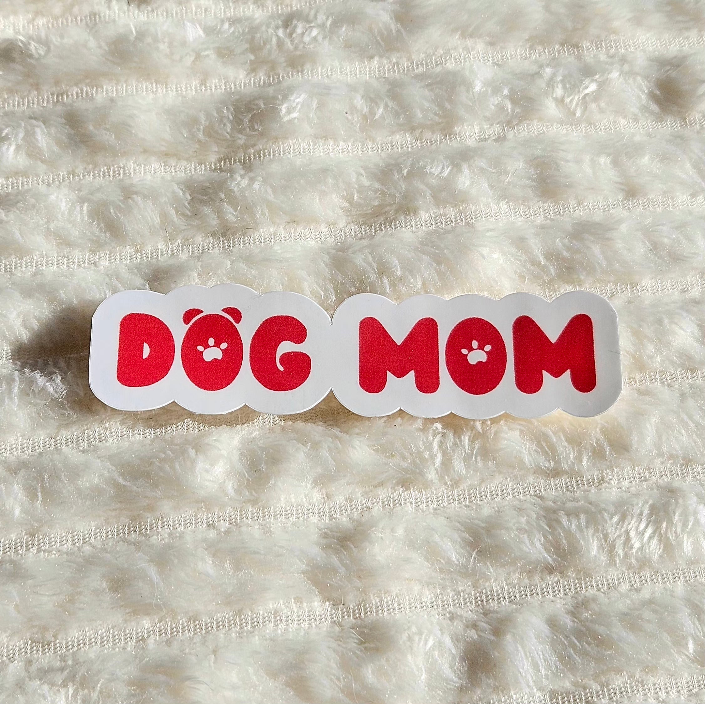 Stickers Dog mom en vinyle brillant ou holographique pailleté