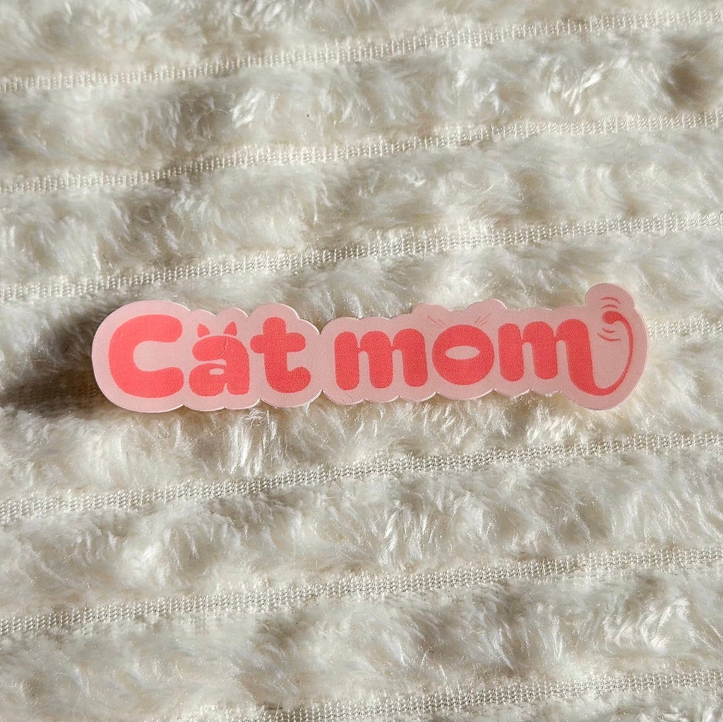 Stickers Cat mom en vinyle brillant ou holographique pailleté