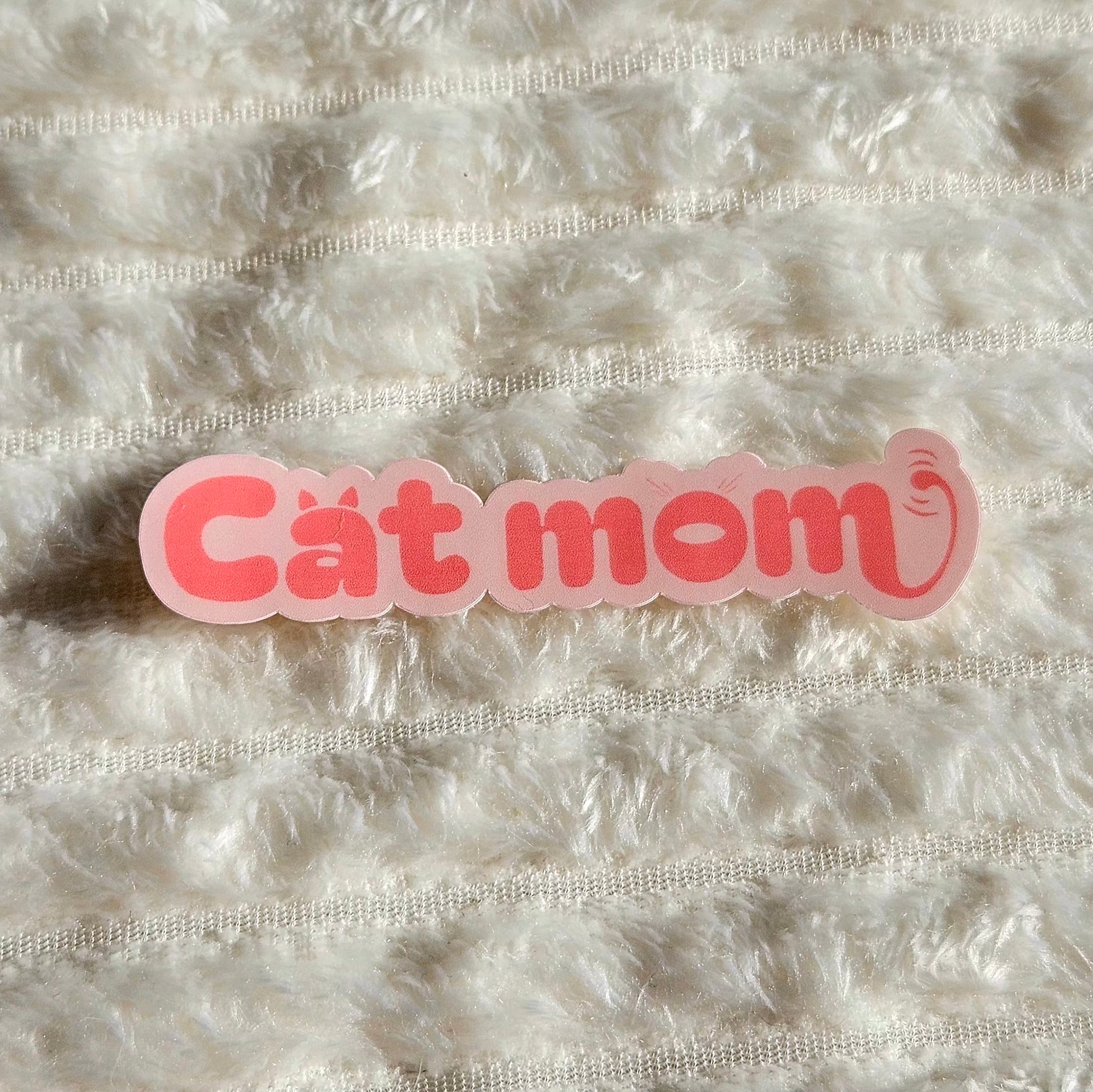 Stickers Cat mom en vinyle brillant ou holographique pailleté