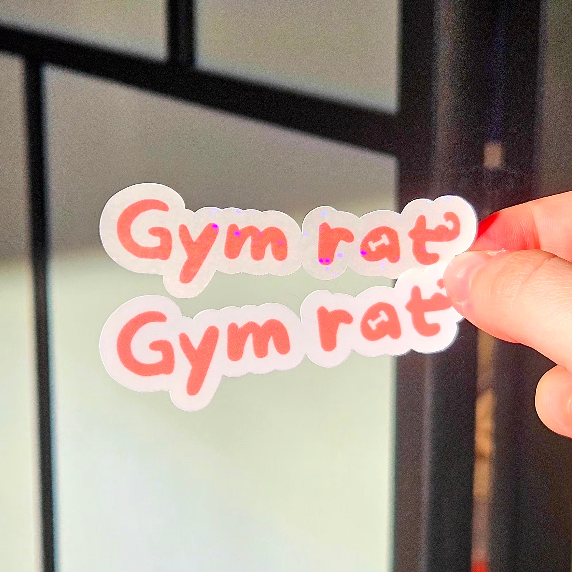 Stickers Gym rat en vinyle brillant ou holographique pailleté