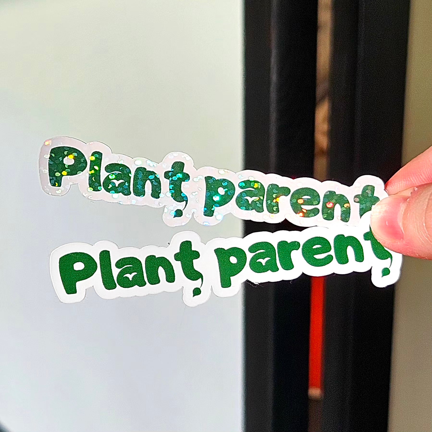Stickers Plant parent en vinyle brillant ou holographique pailleté