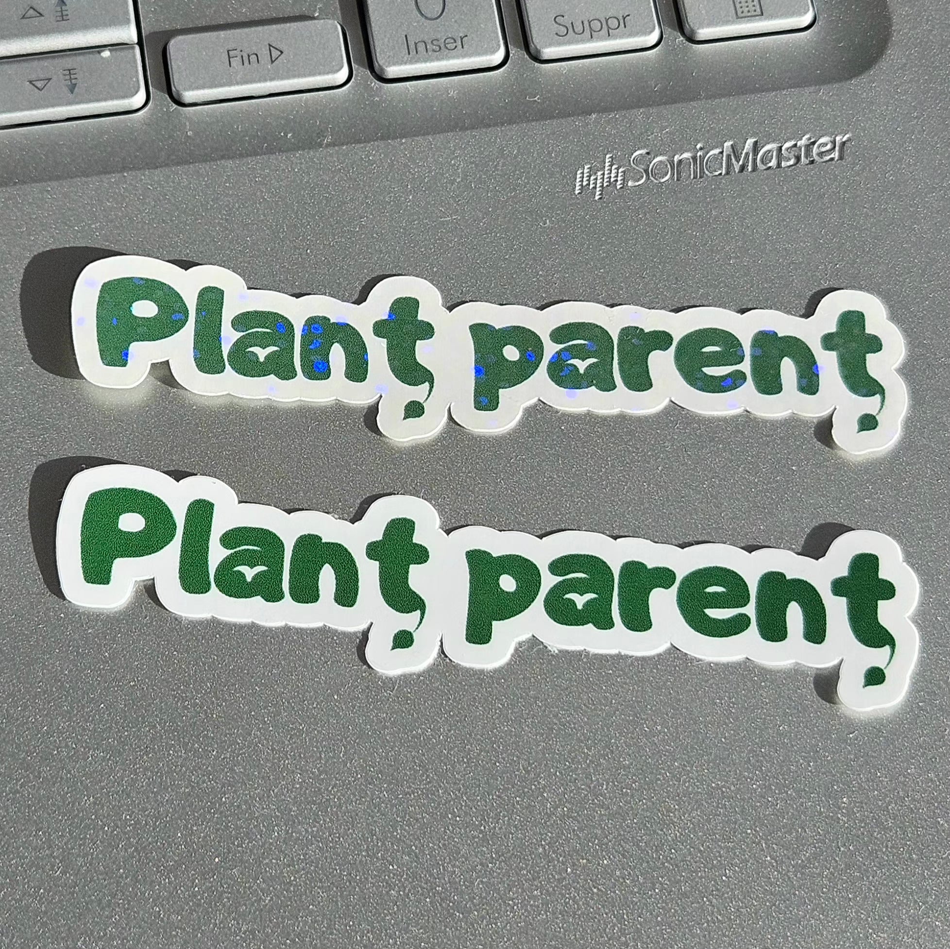 Stickers Plant parent en vinyle brillant ou holographique pailleté