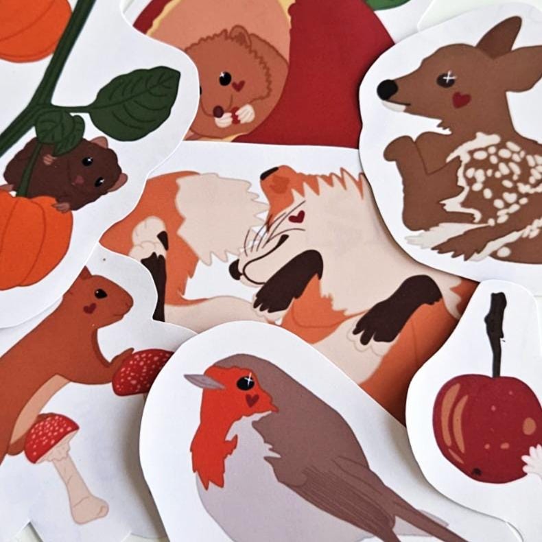 Stickers Animaux de la forêt mignons brillants Autocollants Papeterie et Journaling