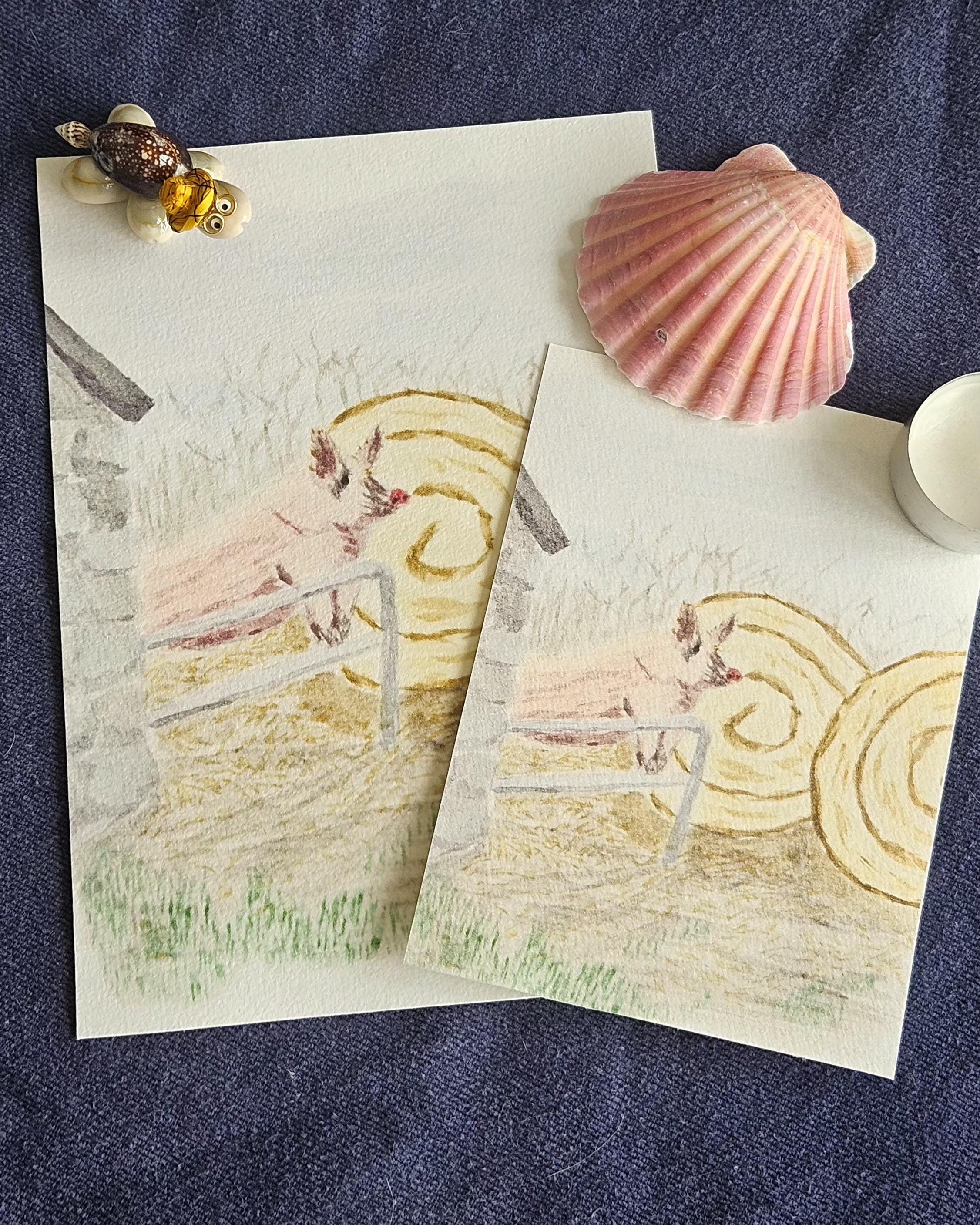 Impression Animal de la Ferme Cochon à l'aquarelle Print Carte Postale