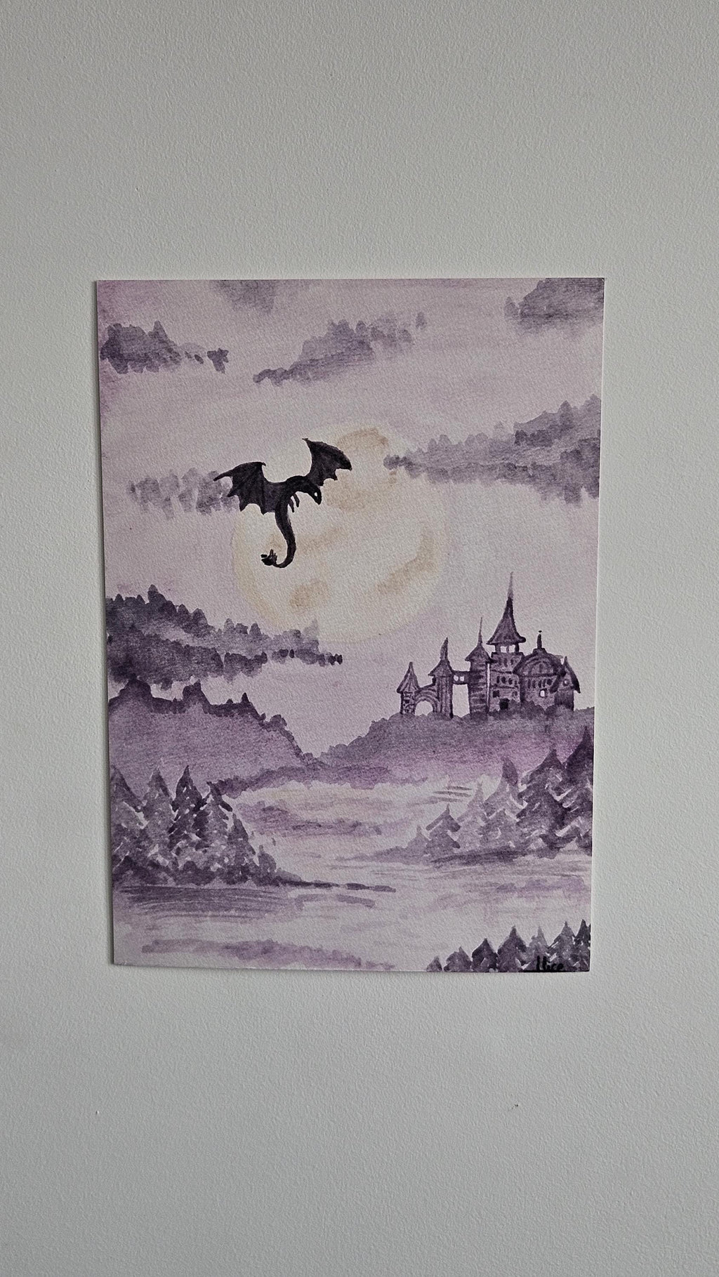 Affiche Dragon Fantasy Impression d'aquarelle Carte postale Multiples formats
