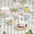 Lot d'autocollants | Ensemble de stickers | Spring Paws | Printemps Fleurs Bouquet | Ordinateur Scrapbooking Journaling Tablette Téléphone