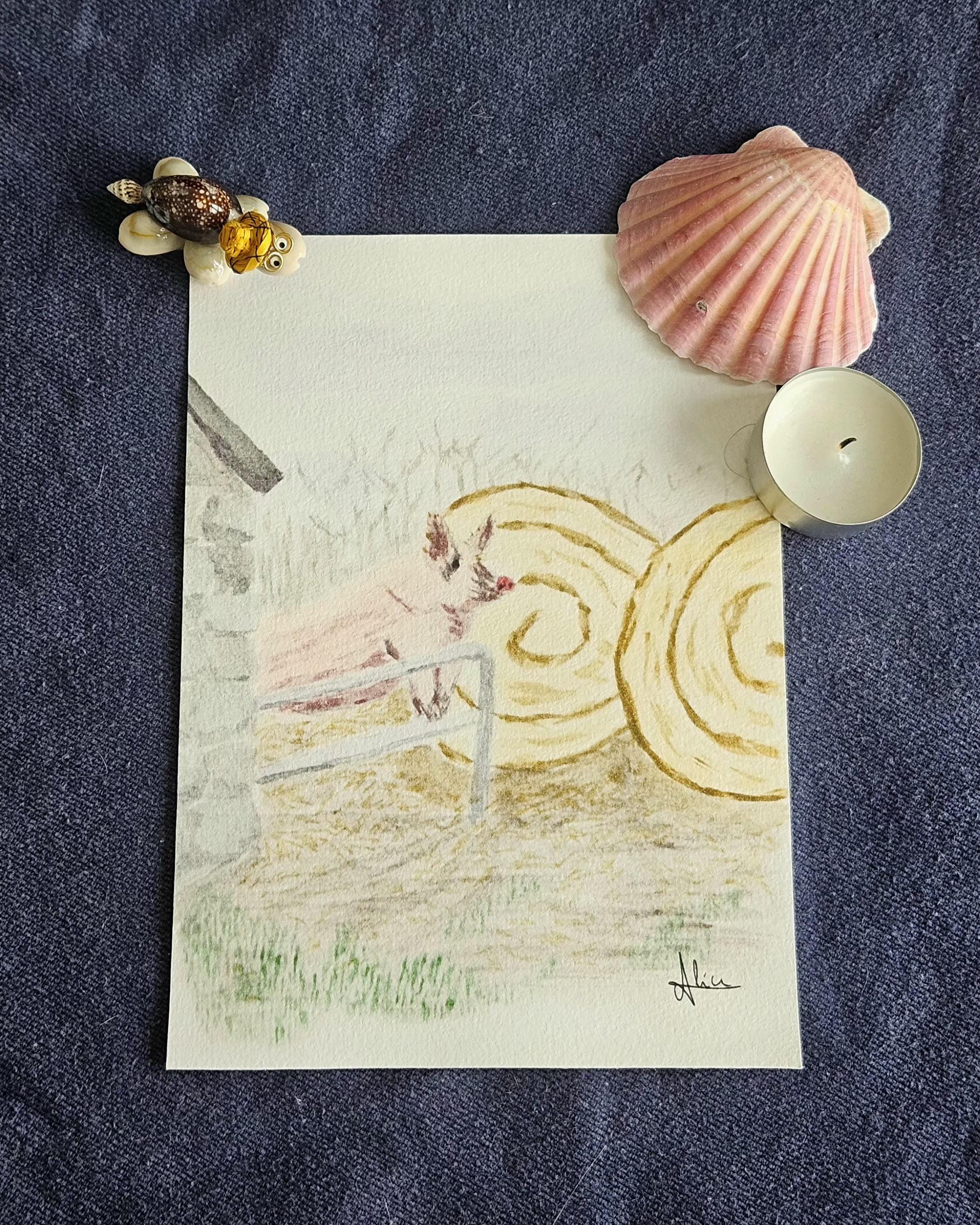 Impression Animal de la Ferme Cochon à l'aquarelle Print Carte Postale