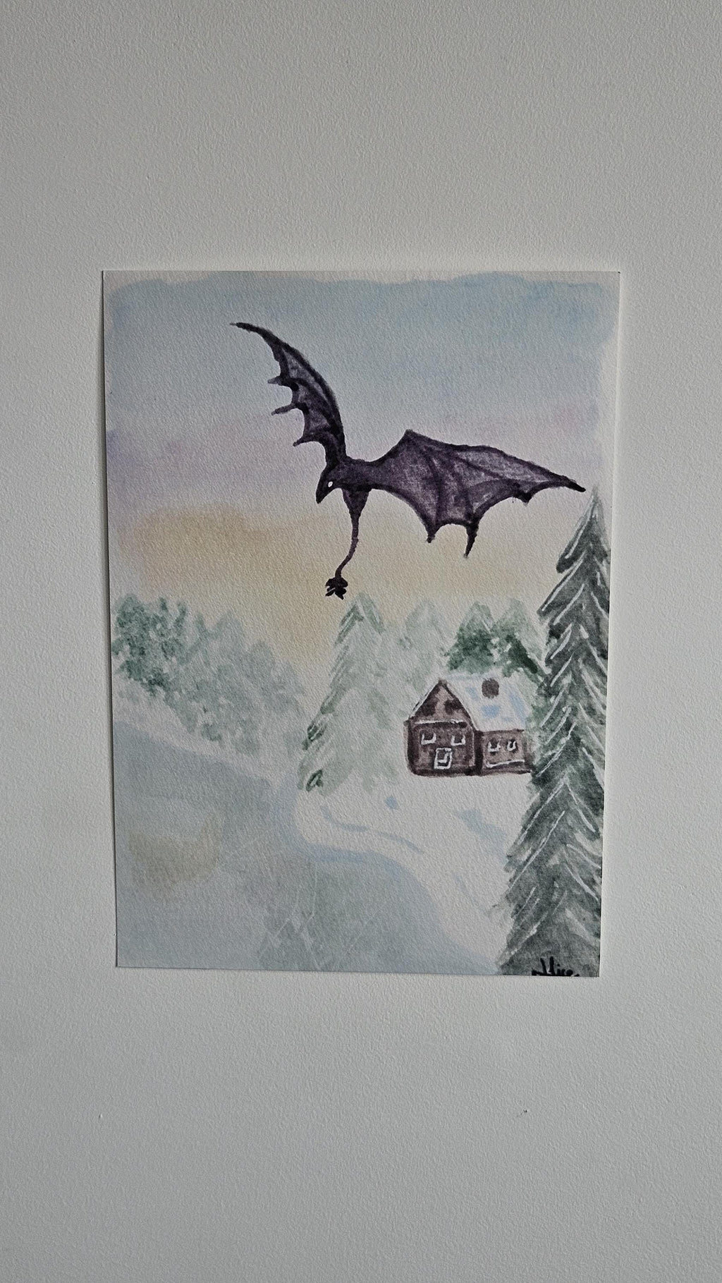 Affiche Fantasy Chalet Impression d'aquarelle Carte postale Multiples formats