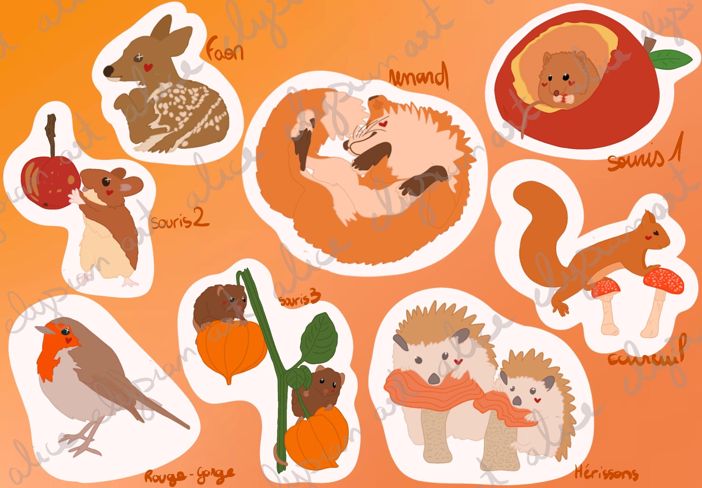 Stickers Animaux de la forêt mignons brillants Autocollants Papeterie et Journaling