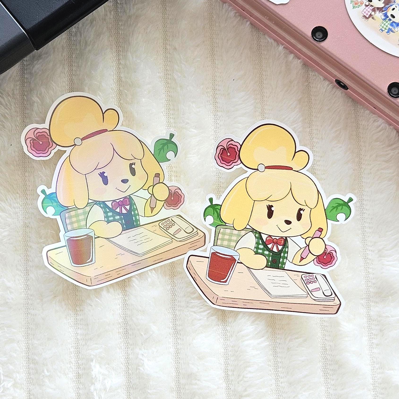 Stickers Animal Crossing | Marie au bureau | Vinyle brillant | Holographique | pour Ordinateur, Gourde, Journal, Scrapbooking, etc