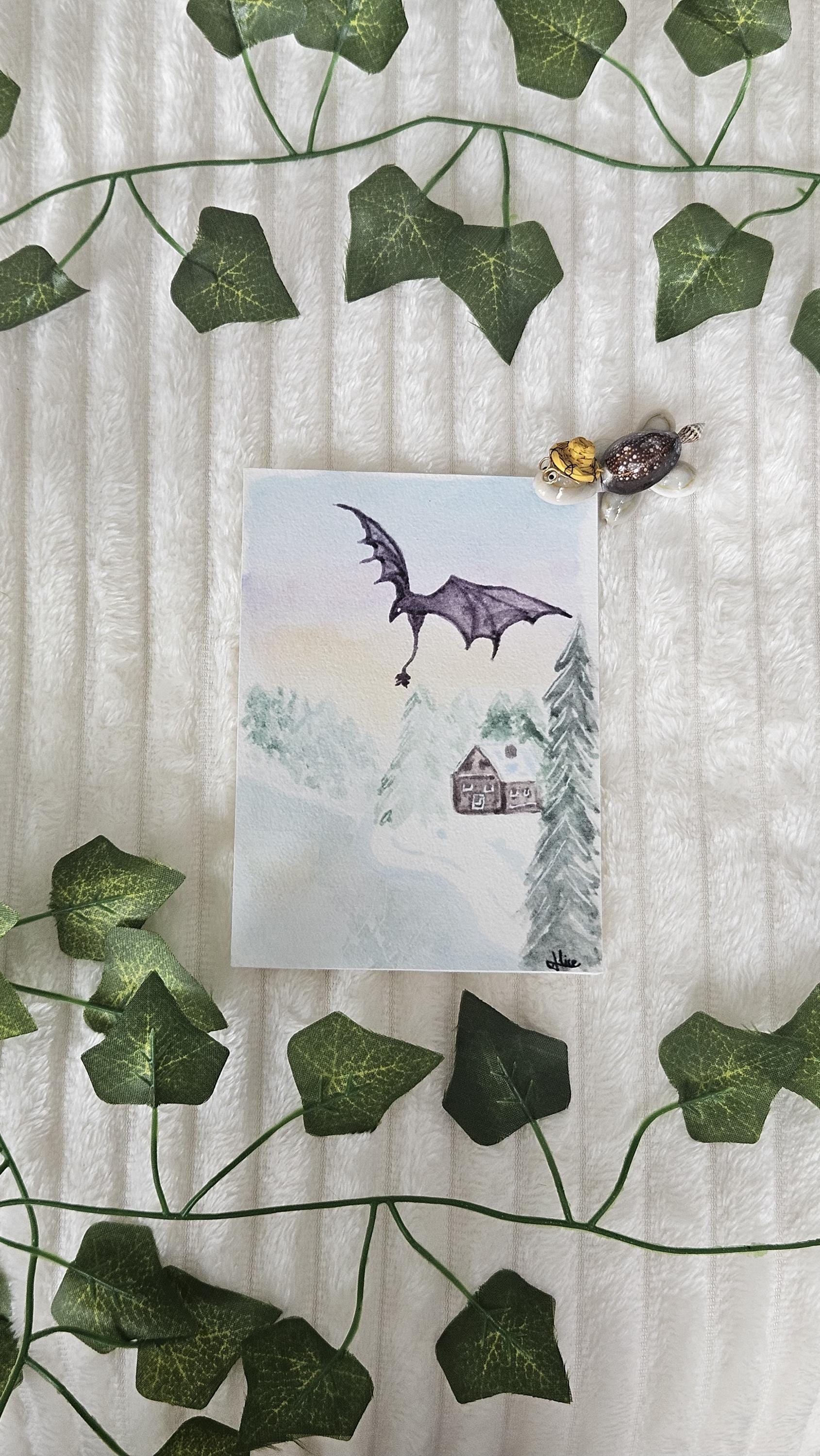 Affiche Fantasy Chalet Impression d'aquarelle Carte postale Multiples formats
