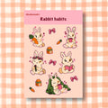 Planche d'autocollants Lapins | Stickers | Journal | Scrapbooking | Vinyle blanc brillant | Printemps