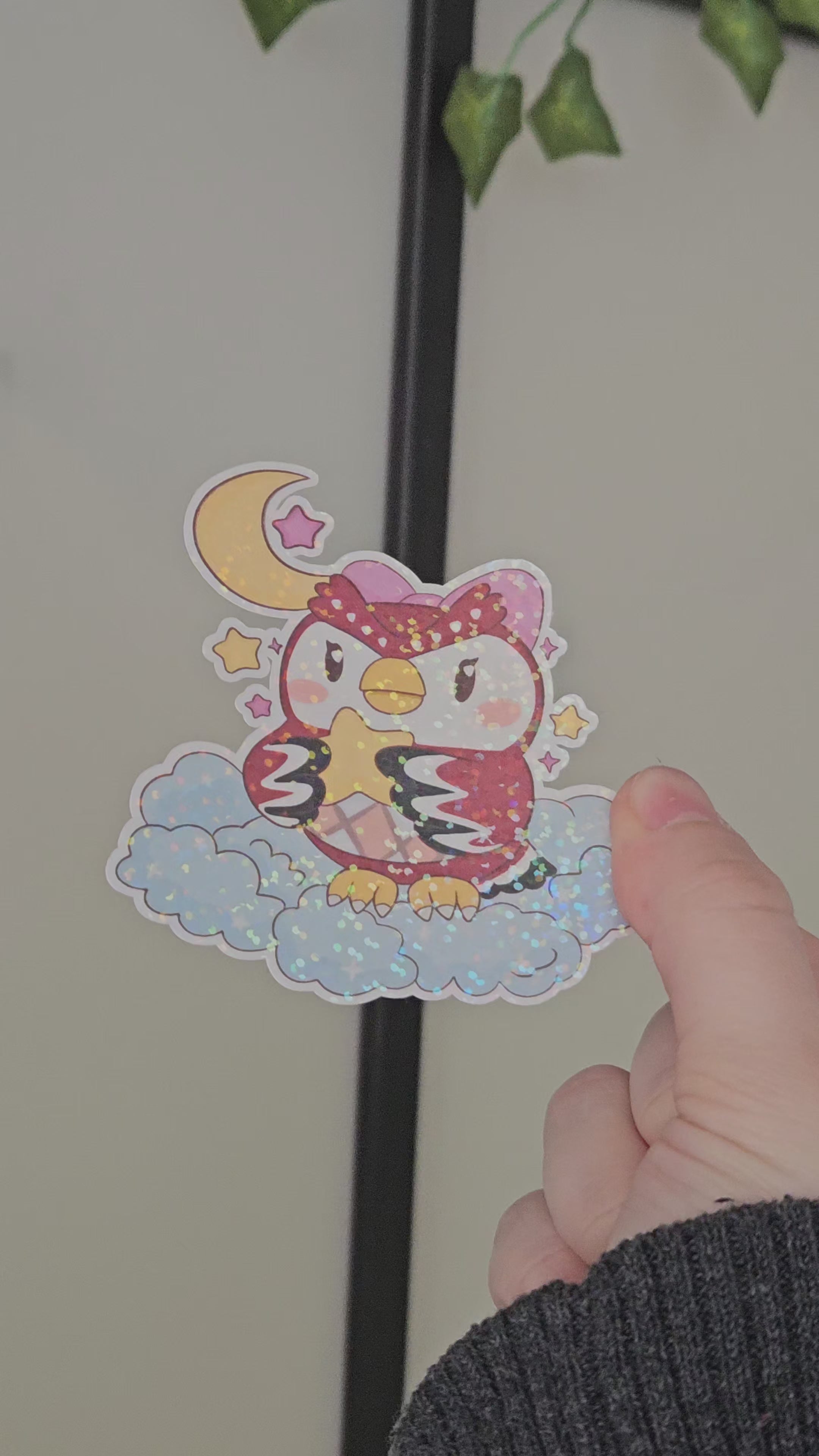 Sticker Céleste en vinyle holographique pailleté Animal Crossing pour décoration